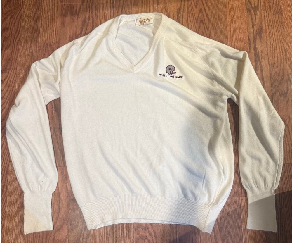 West Texas State White Cashmerlon Sahara Sweater Size XL